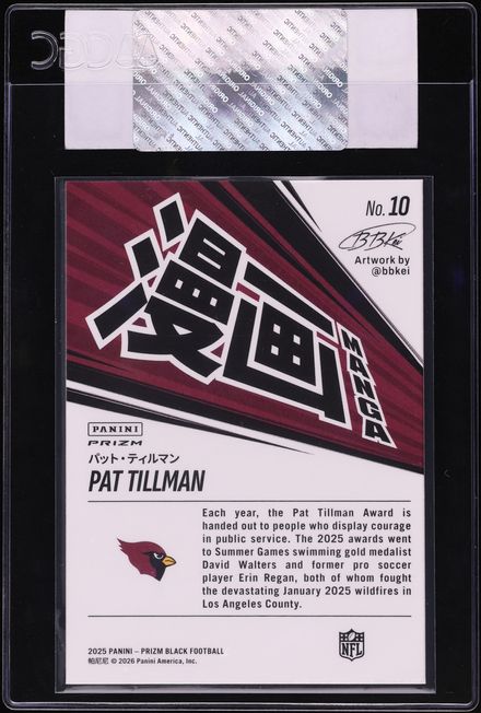2025 Panini Prizm Black Manga Pat Tillman #10 CGC AUTH