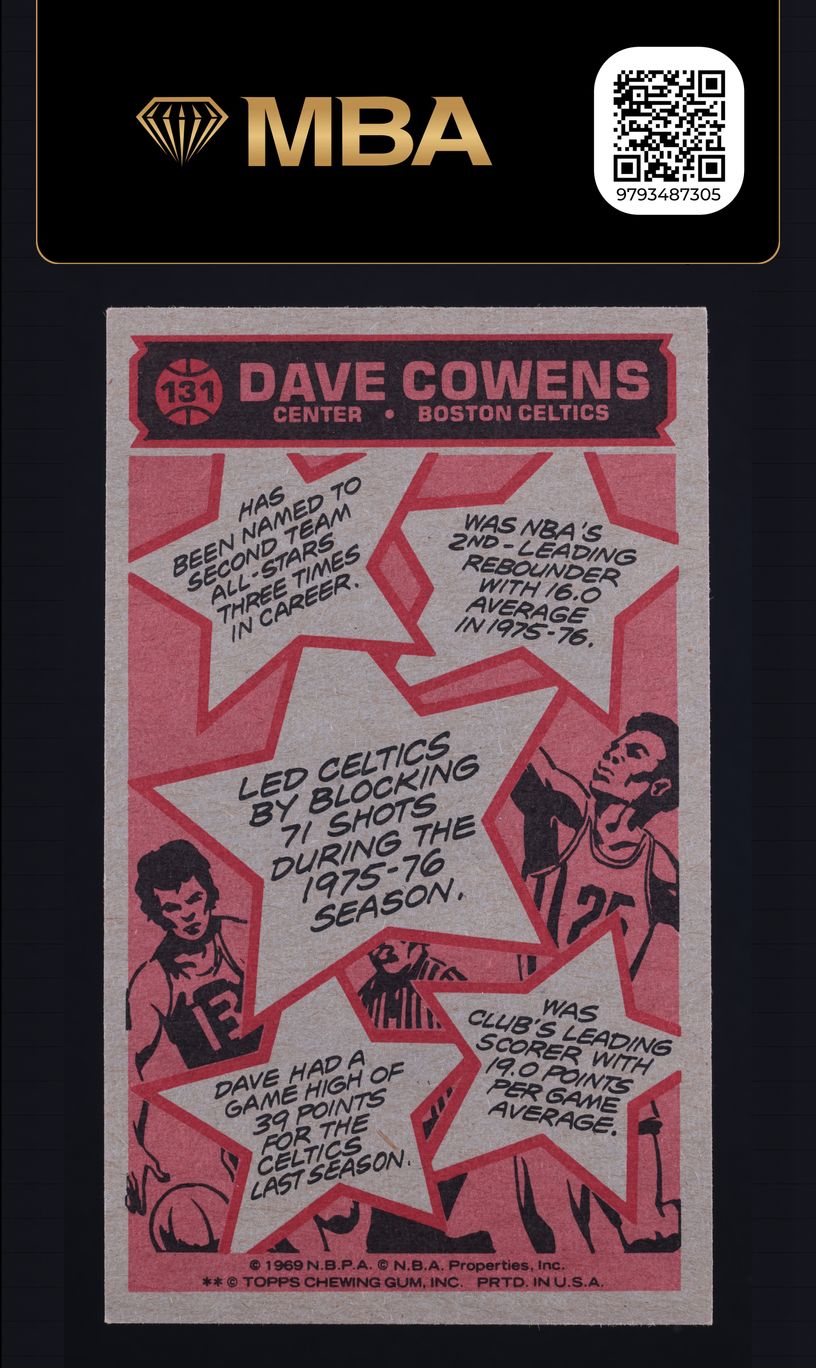 1976 Topps Basketball Dave Cowens ALL-STAR #131 MBA AUTH