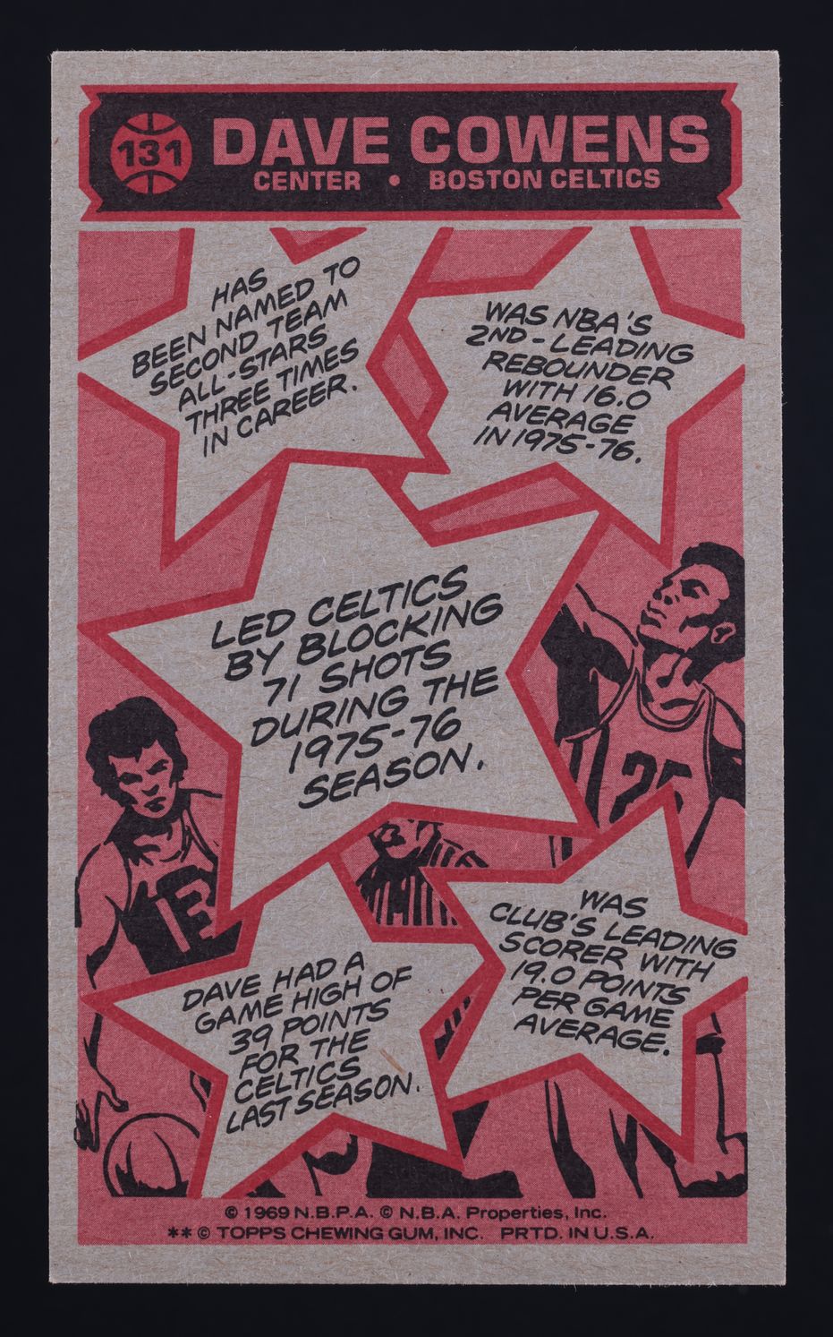 1976 Topps Basketball Dave Cowens ALL-STAR #131 MBA AUTH