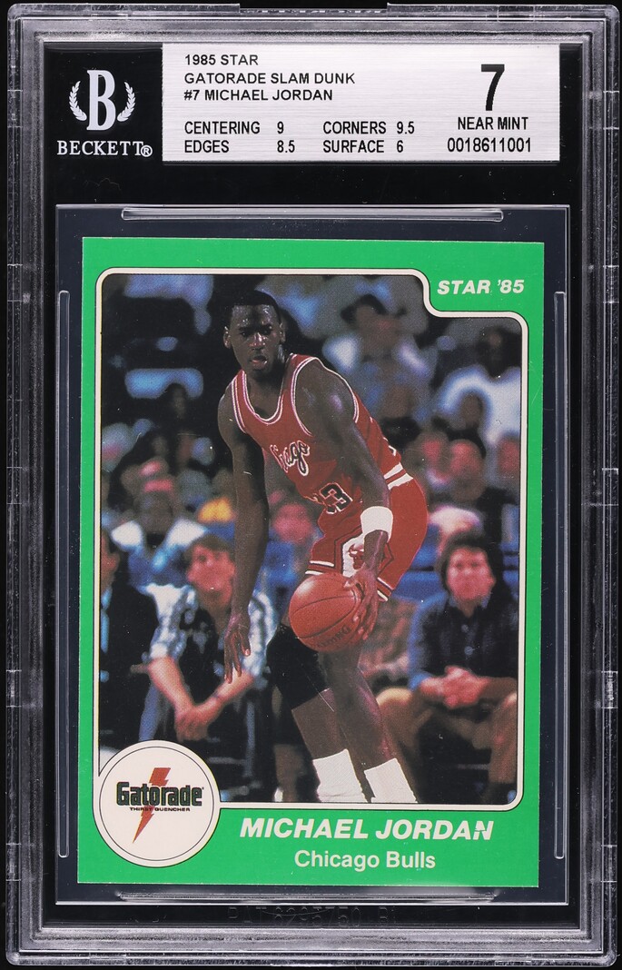 1985 Star Gatorade Slam Dunk Michael Jordan ROOKIE #7 BGS 7 NRMT