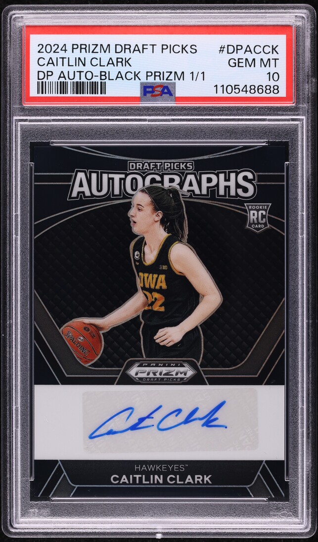 2024 Panini Prizm Draft Picks Black Caitlin Clark ROOKIE AUTO 1/1 PSA 10 GEM