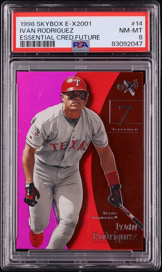 1998 Skybox E-X 2001 Essential Credentials Future Ivan Rodriguez /87 #14 PSA 8 NM-MT - Photo 1