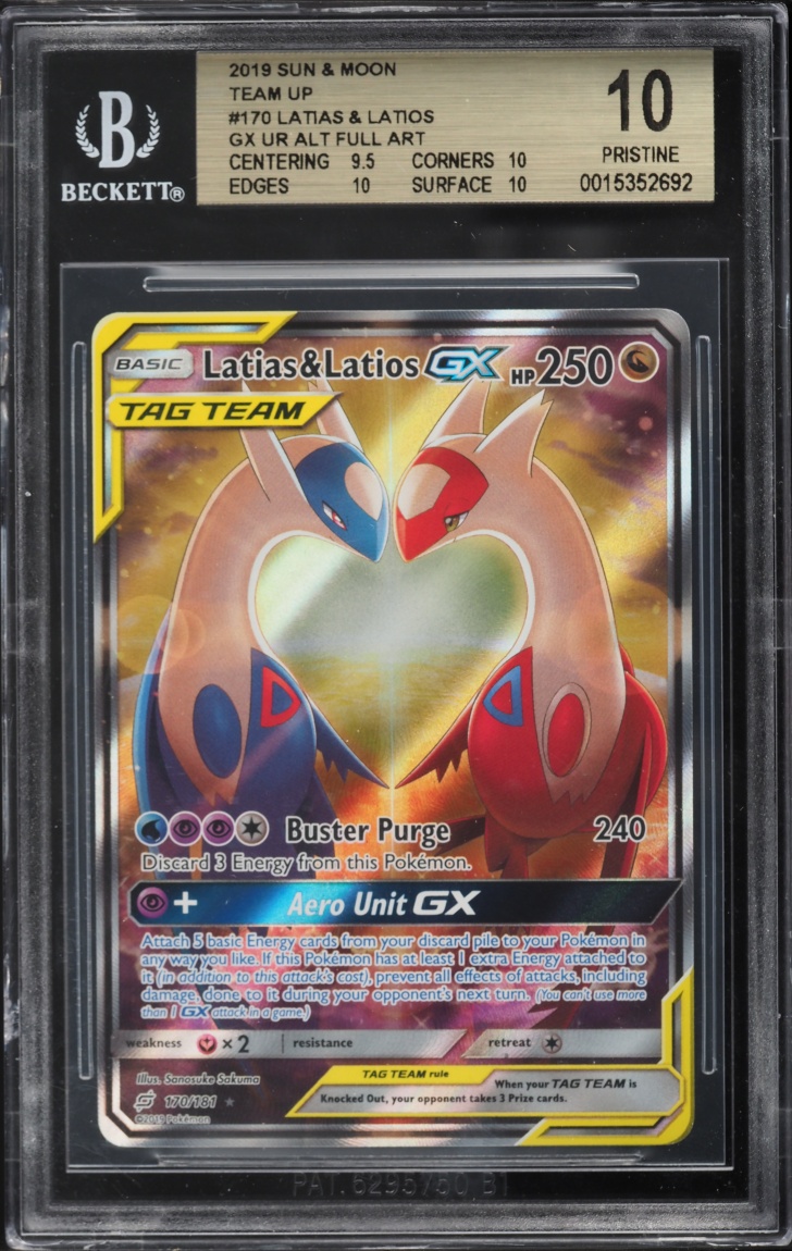 2019 Pokemon Sun & Moon Team Up Full Art Latias & Latios GX #170 BGS 10 PRISTINE