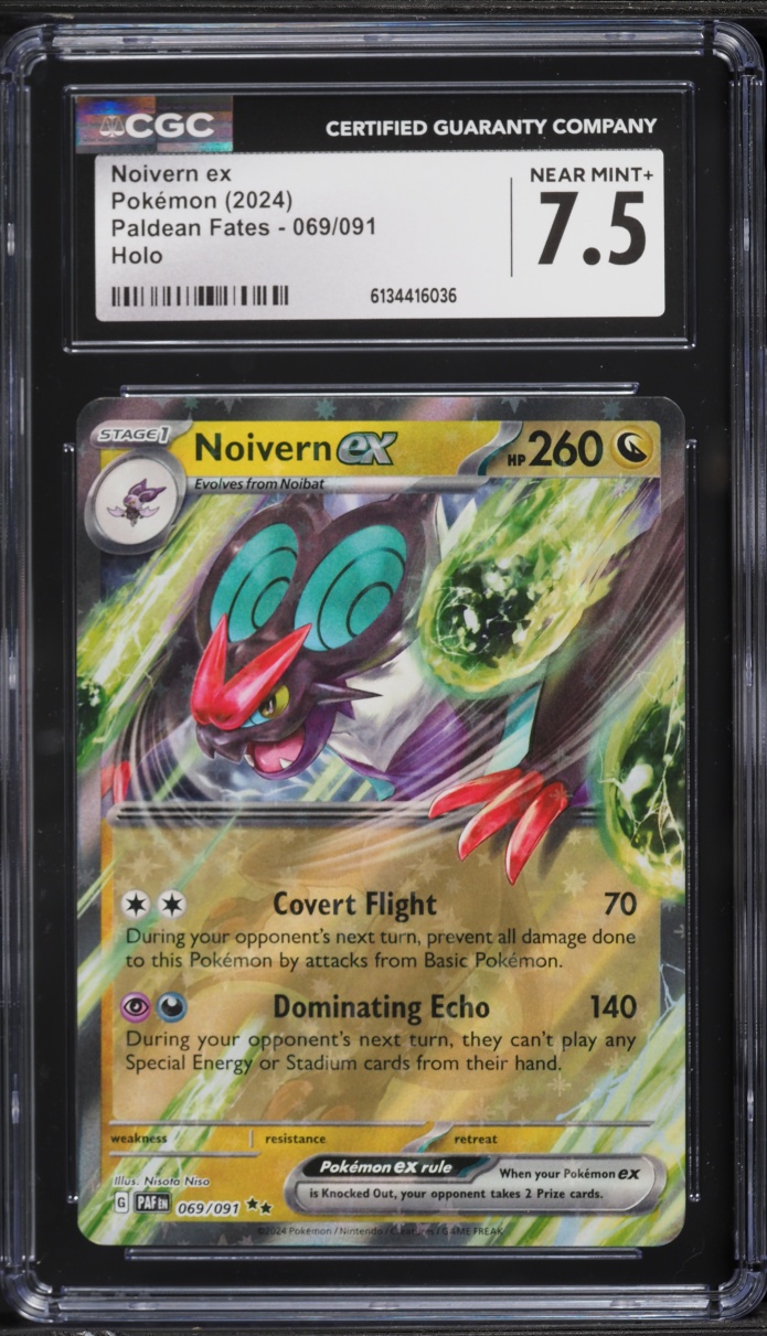 2024 Pokemon Scarlet & Violet Paldean Fates Holo Noivern EX #69 CGC 7.5 NRMT+