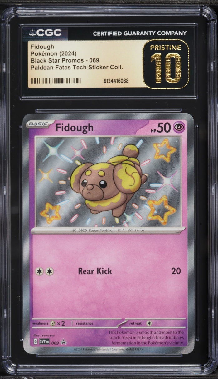 2024 Pokemon SV Promo Paldean Fates Tech Sticker Collection Fidough #69 CGC 10 PRISTINE