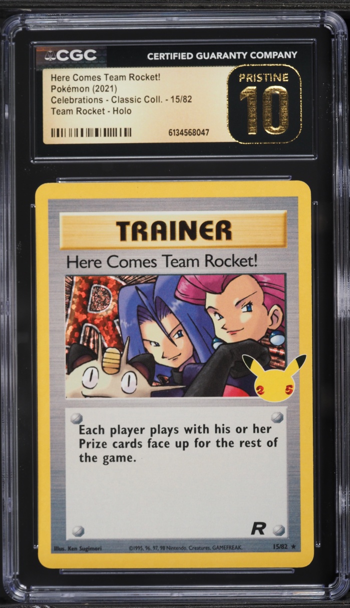 2021 Pokemon SWSH Celebrations Classic Holo Here Comes Team Rocket! #15 CGC 10 PRISTINE