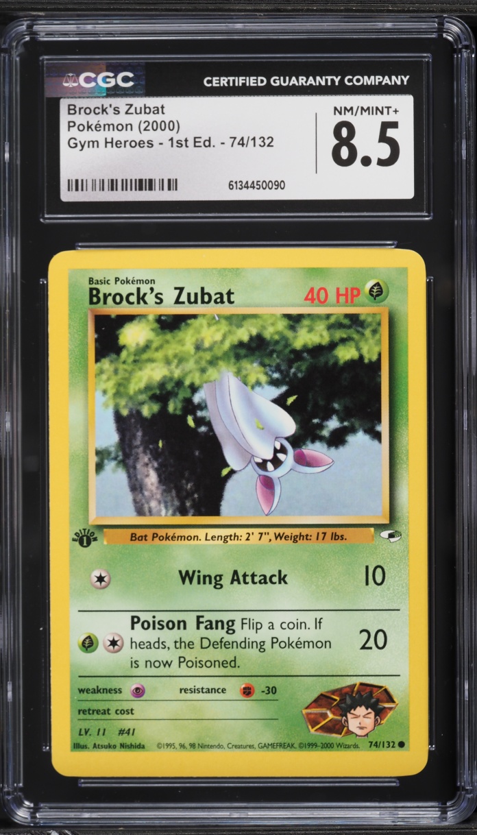 2000 Pokemon Gym Heroes 1st Edition Brock's Zubat #74 CGC 8.5 NM-MT+