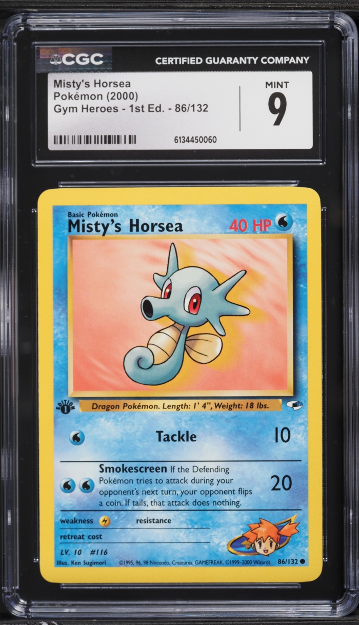 2000 Pokemon Gym Heroes 1st Edition Misty's Horsea #86 CGC 9 MINT