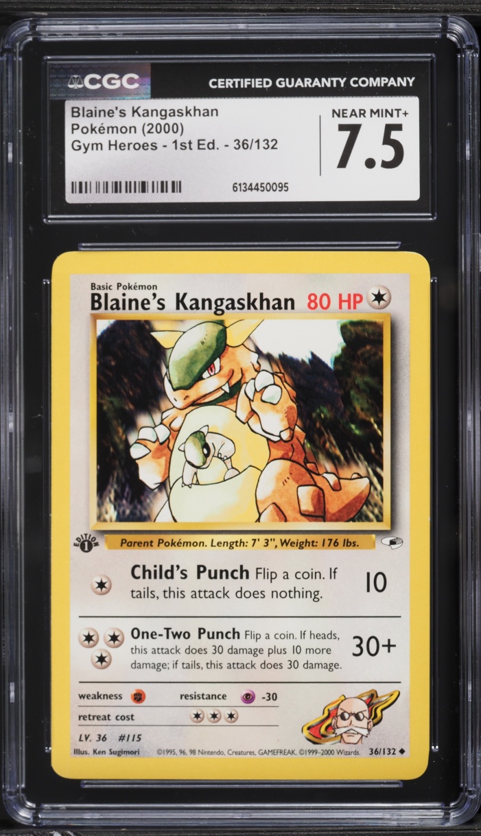 2000 Pokemon Gym Heros 1st Edition Blaine's Kangaskhan #36 CGC 7.5 NRMT+
