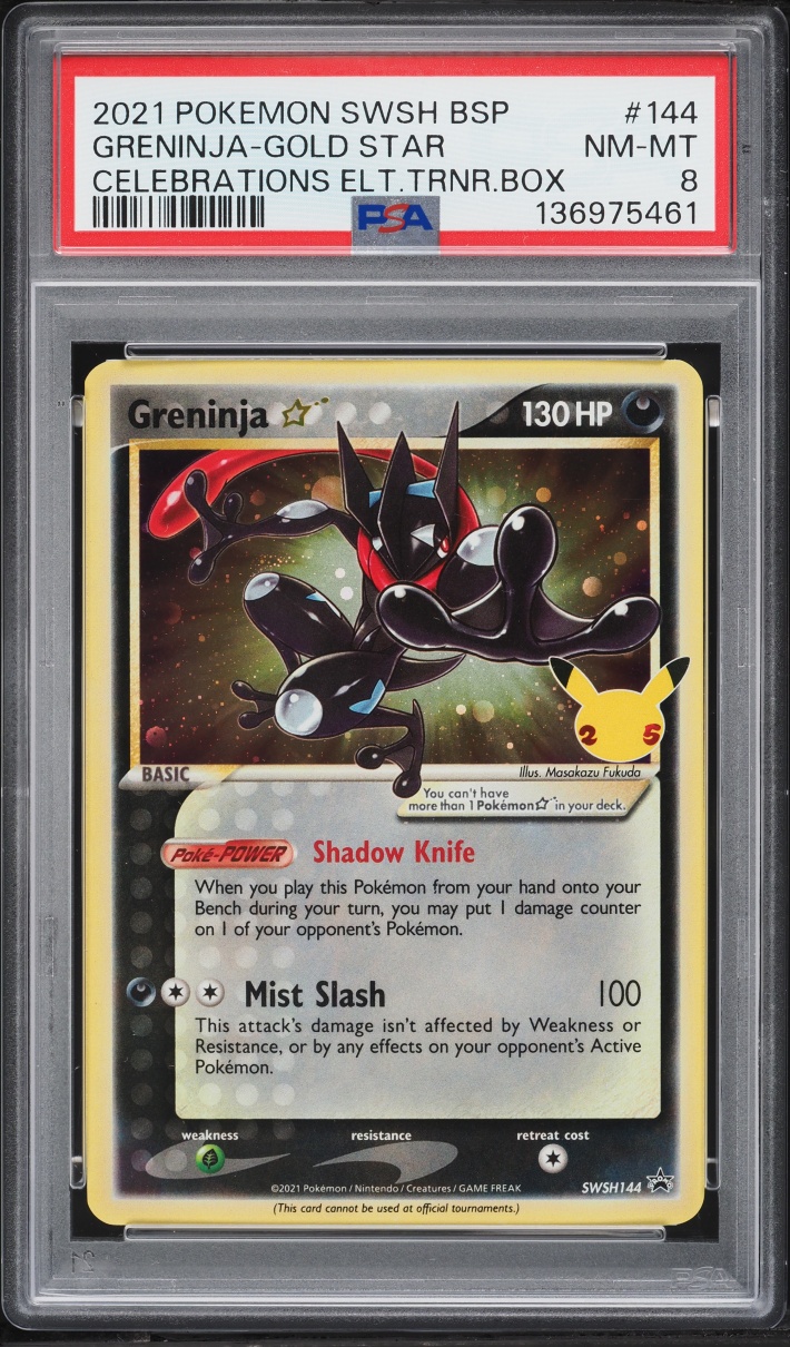 2021 Pokemon Sword & Shield Promo Celebrations ETB Holo Greninja Gold Star #144 PSA 8 NM-MT