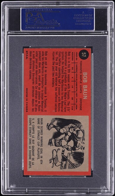 1964 Topps Hockey Bob Baun #57 PSA 8 NM-MT