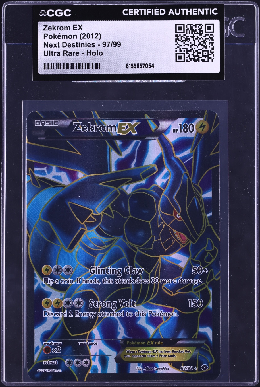 2012 Pokemon Black & White Next Destinies Alt Art Zekrom Ex #97 CGC AUTH
