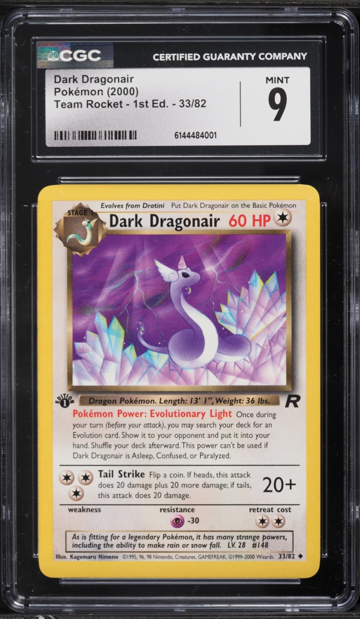 2000 Pokemon Team Rocket 1st Edition Dark Dragonair #33 CGC 9 MINT