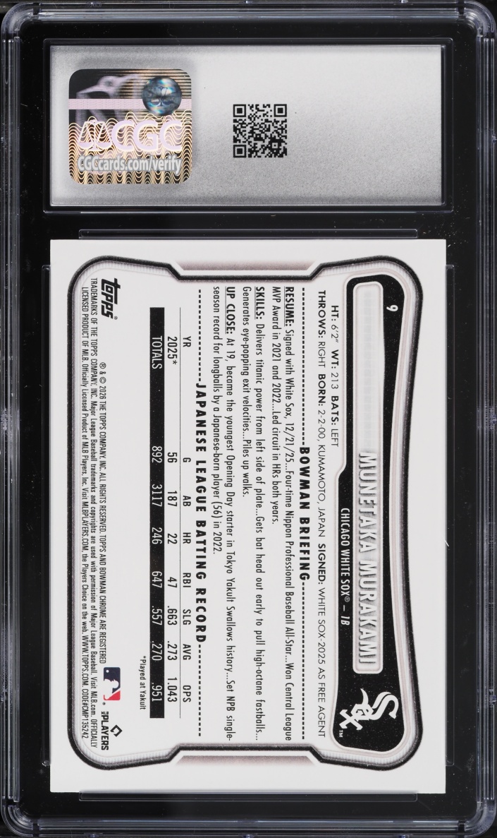 2026 Bowman Munetaka Murakami ROOKIE #9 CGC 9 MINT
