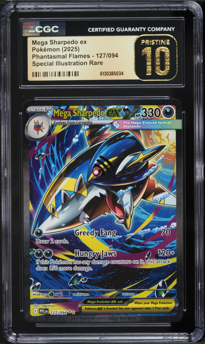 2025 Pokemon Mega Phantasmal Flames SIR Mega Sharpedo ex #127 CGC 10 PRISTINE