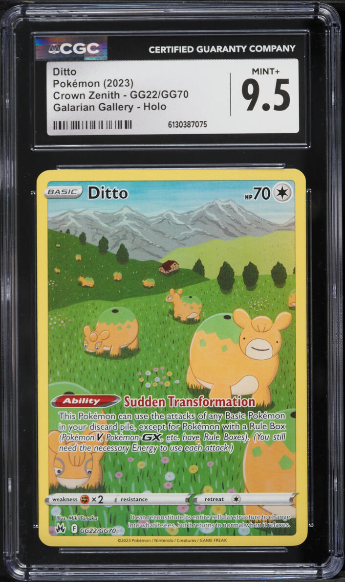 2023 Pokemon Sword & Shield Crown Zenith Full Art Ditto #GG22 CGC 9.5 MINT+