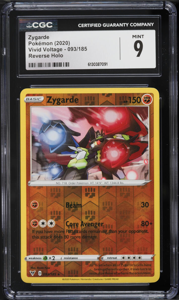 2020 Pokemon Sword & Shield Vivid Voltage Reverse Holo Zygarde #093 CGC 9 MINT
