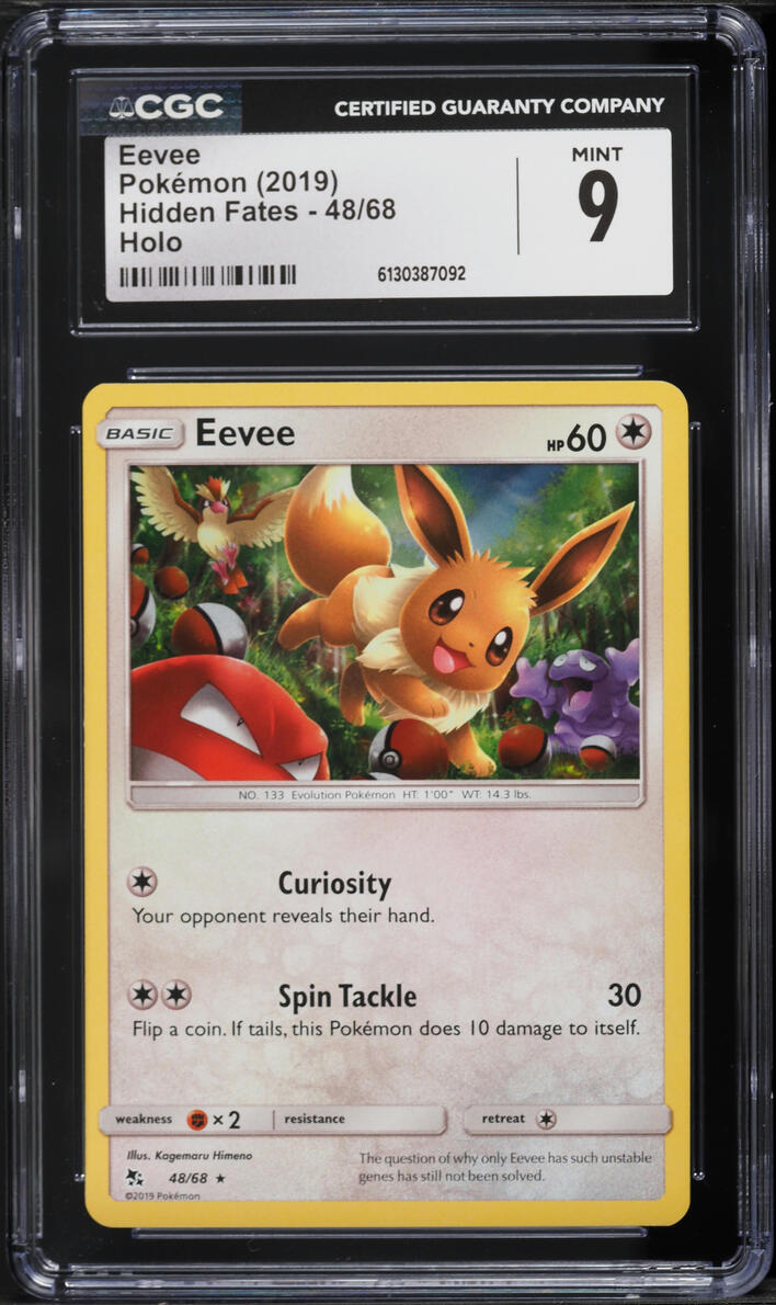 2019 Pokemon Sun & Moon Hidden Fates Holo Eevee #48 CGC 9 MINT