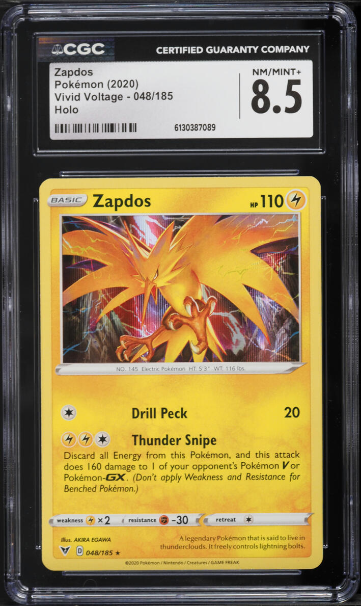 2020 Pokemon Sword & Shield Vivid Voltage Holo Zapdos #48 CGC 8.5 NM-MT+