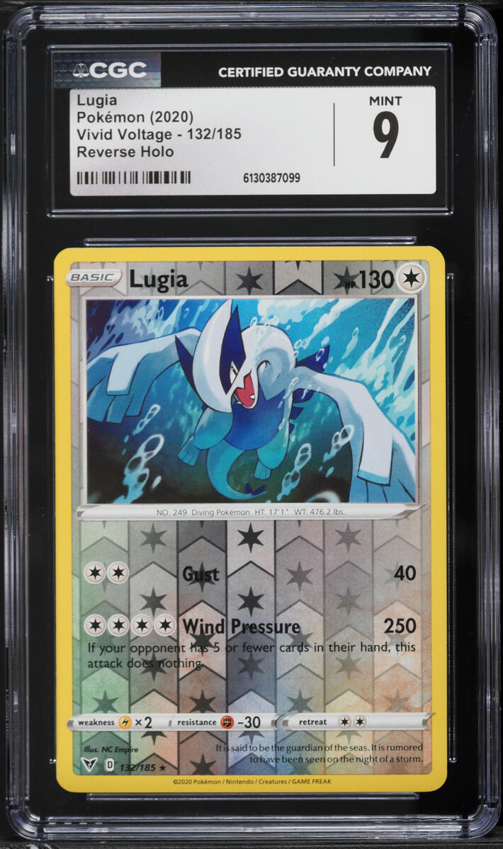 2020 Pokemon Sword & Shield Vivid Voltage Reverse Holo Lugia #132 CGC 9 MINT