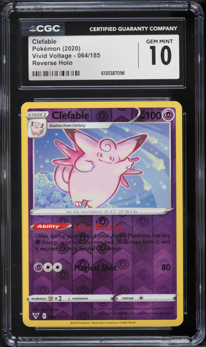 2020 Pokemon Sword & Shield Vivid Voltage Reverse Holo Clefable #064 CGC 10 GEM MINT