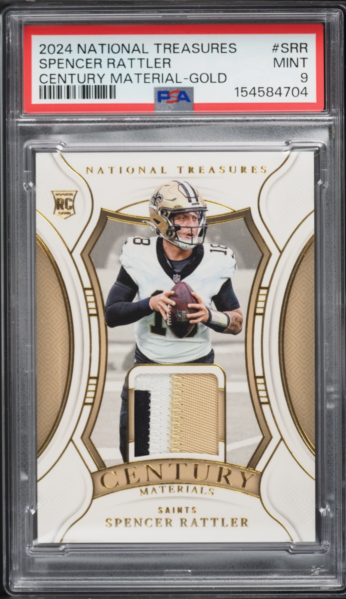 2024 National Treasures Century Materials Gold Spencer Rattler ROOKIE PATCH /49 #CM-SRR PSA 9