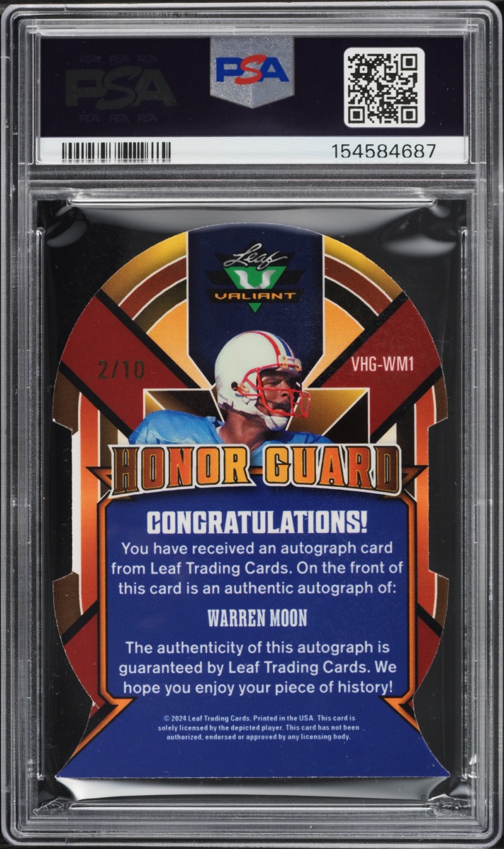 2024 Leaf Eclectic Valiant Honor Guard Die-Cut Warren Moon AUTO /10 #VHG-WM1 PSA 9 MINT
