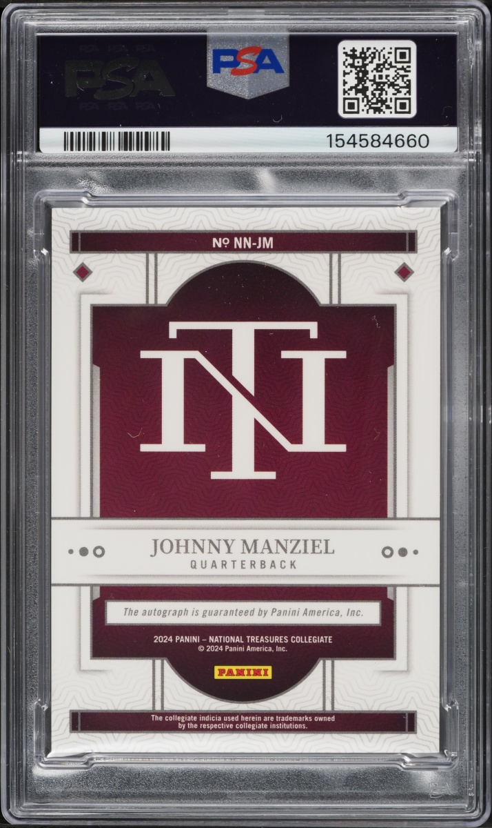 2024 National Treasures Collegiate Notable Nicknames Gold Johnny Manziel ROOKIE AUTO /25 PSA 6