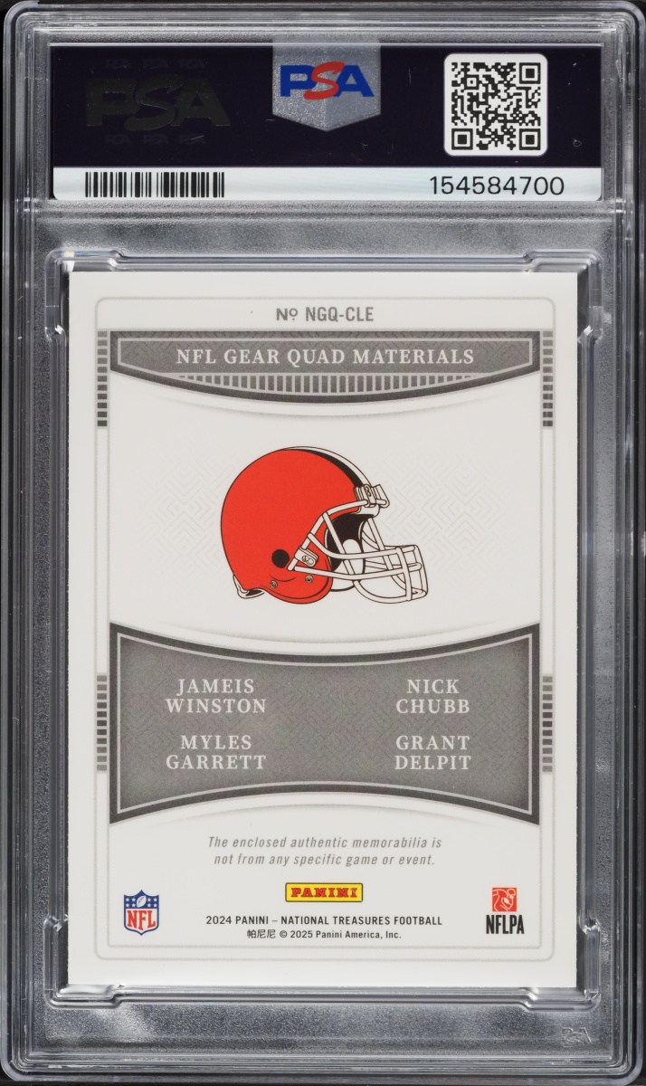2024 National Treasures NFL Gear Winston Chubb Garrett Delpit PATCH /99 #NGQ-CLE PSA 9 MINT