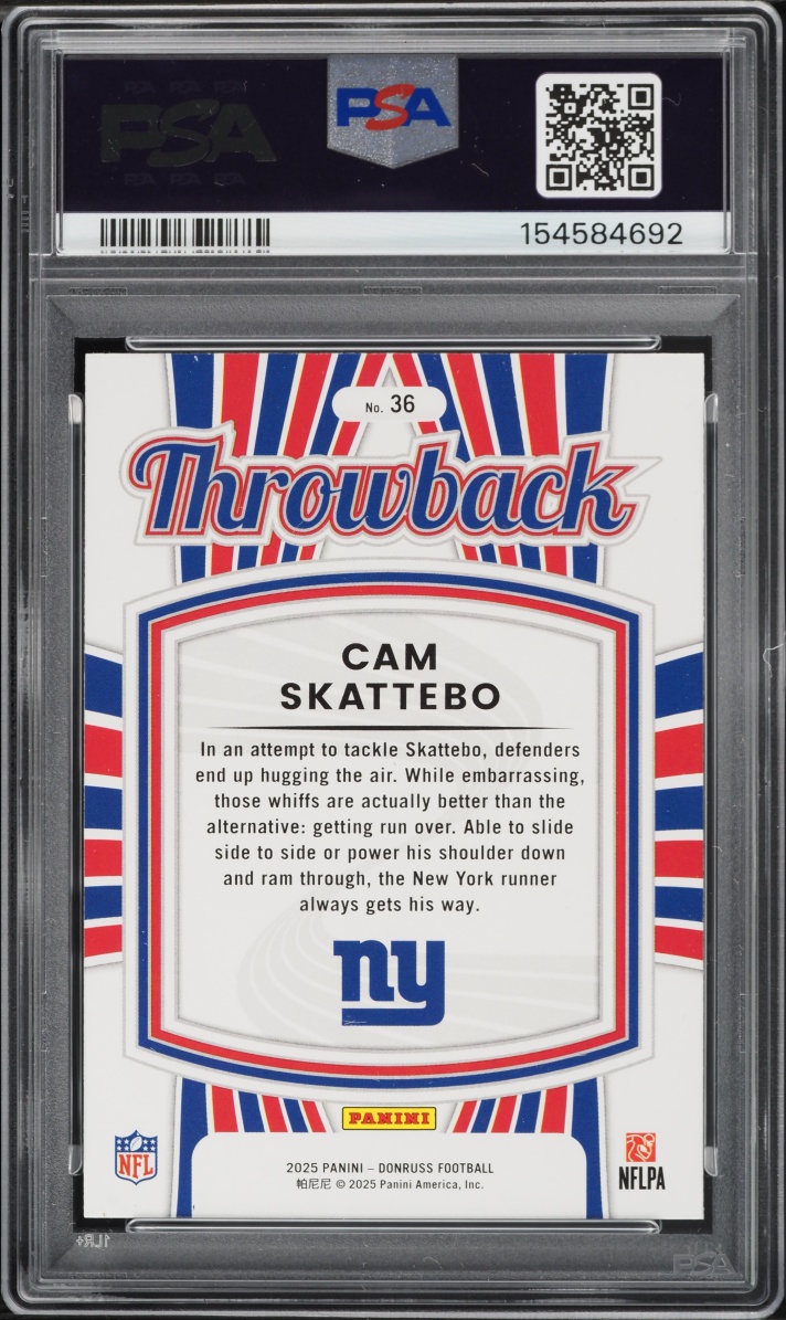 2025 Donruss Throwback Cam Skattebo ROOKIE #36 PSA 9 MINT