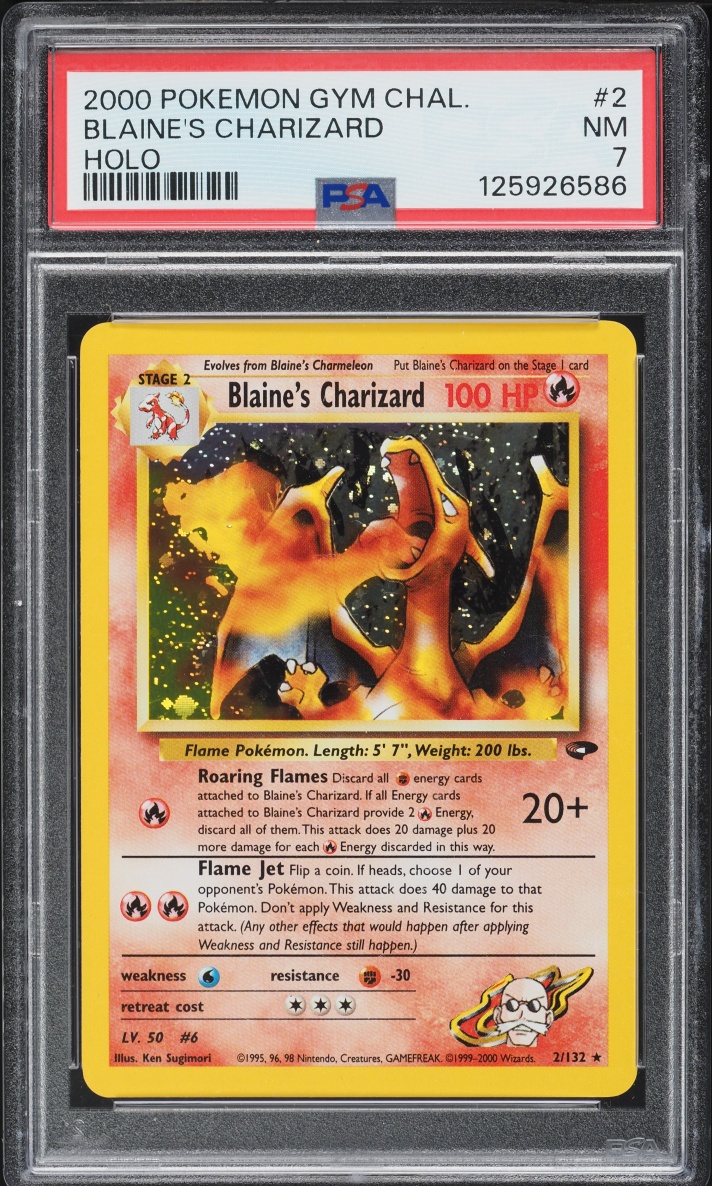 2000 Pokemon Gym Challenge Holo Blaine's Charizard #2 PSA 7 NRMT