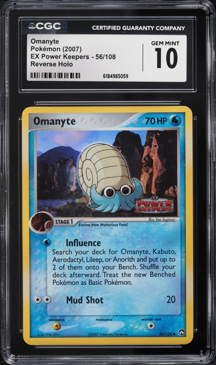 2007 Pokemon EX Power Keepers Reverse Holo Omanyte #56 CGC 10 GEM MINT
