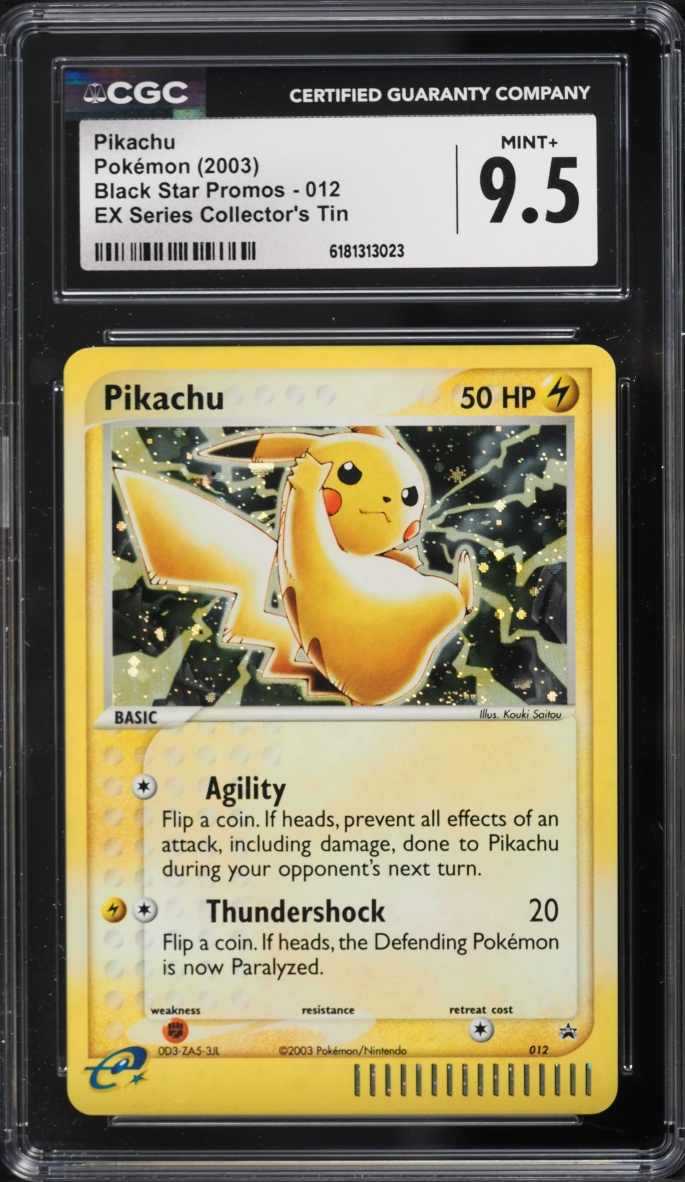 2003 Pokemon Black Star Promo Ex Series Collector's Tin Holo Pikachu #12 CGC 9.5 MINT+