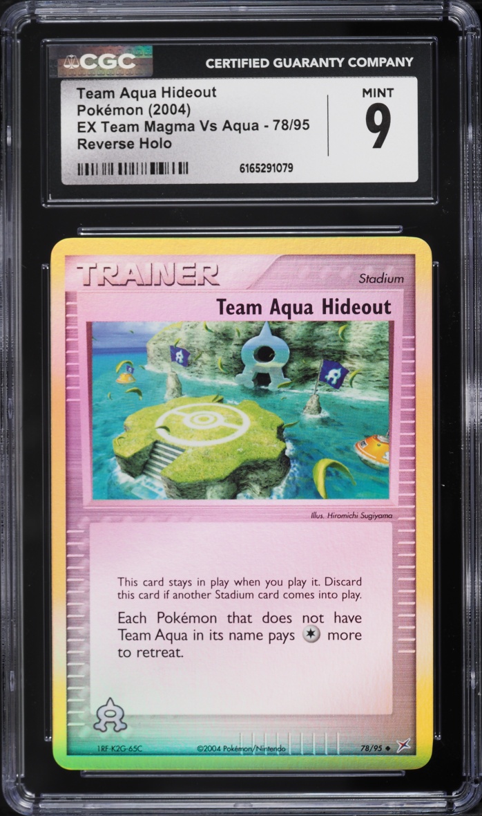 2004 Pokemon EX Team Magma VS Aqua Reverse Holo Team Aqua Hideout #78 CGC 9 MINT