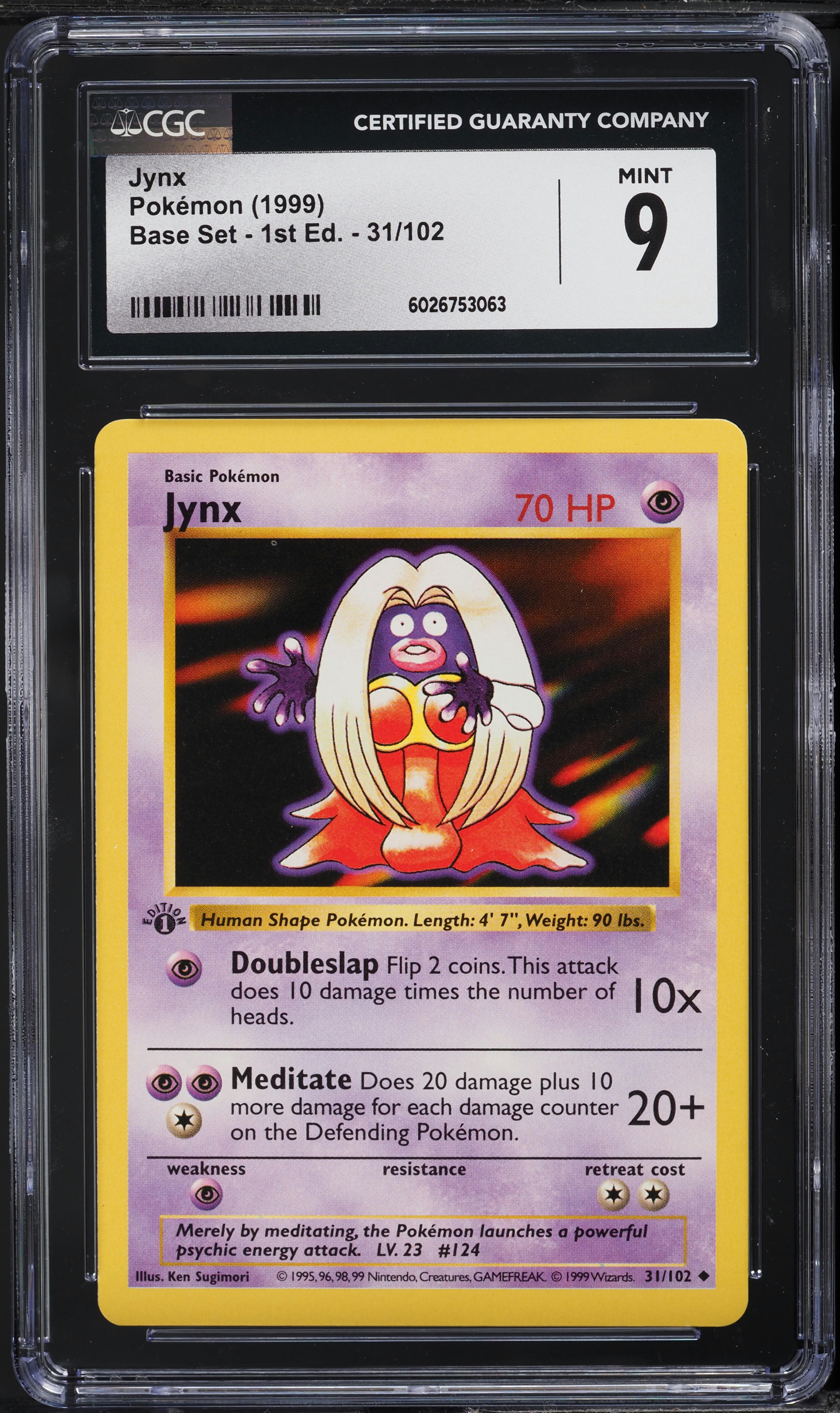 1999 Pokemon Base Set Shadowless 1st Edition Jynx #31 CGC 9 MINT