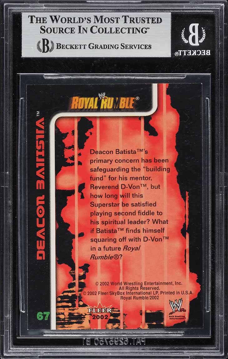 2002 Fleer WWE Royal Rumble Deacon Batista ROOKIE #67 BGS 9 MINT