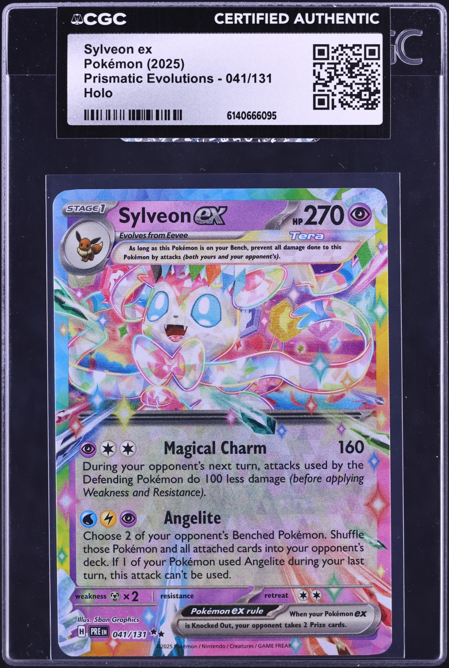 2025 Pokemon Scarlet & Violet Prismatic Evolutions Holo Sylveon EX #41 CGC AUTH