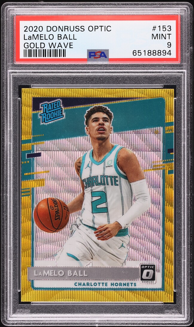 2020 Donruss Optic Gold Wave LaMelo Ball ROOKIE #153 PSA 9 MINT