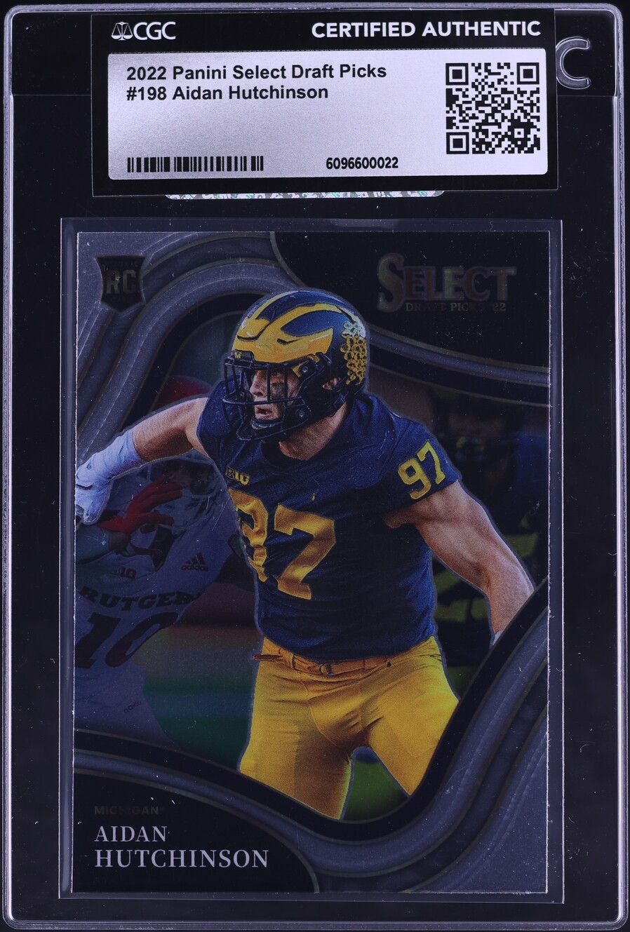 2022 Select Draft Picks Field Level Aidan Hutchinson ROOKIE #198 CGC AUTH