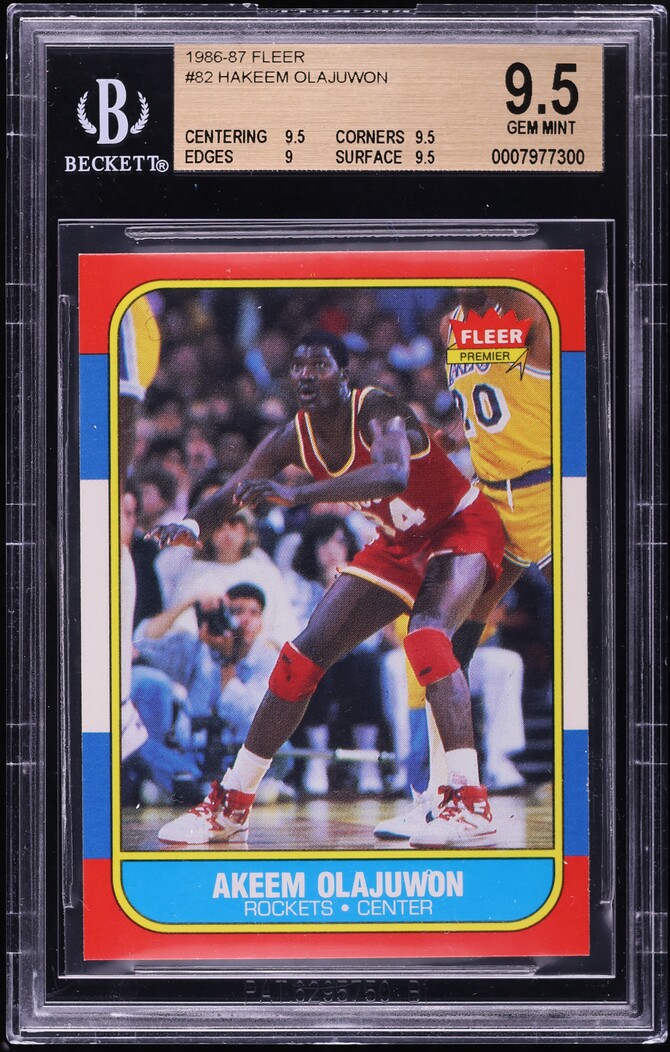 1986 Fleer Hakeem Olajuwon ROOKIE #82 BGS 9.5 GEM MINT