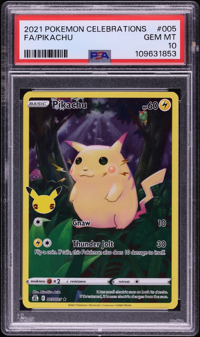 2021 Pokemon Sword & Shield Celebrations Full Art Pikachu #5 PSA 10 GEM MINT