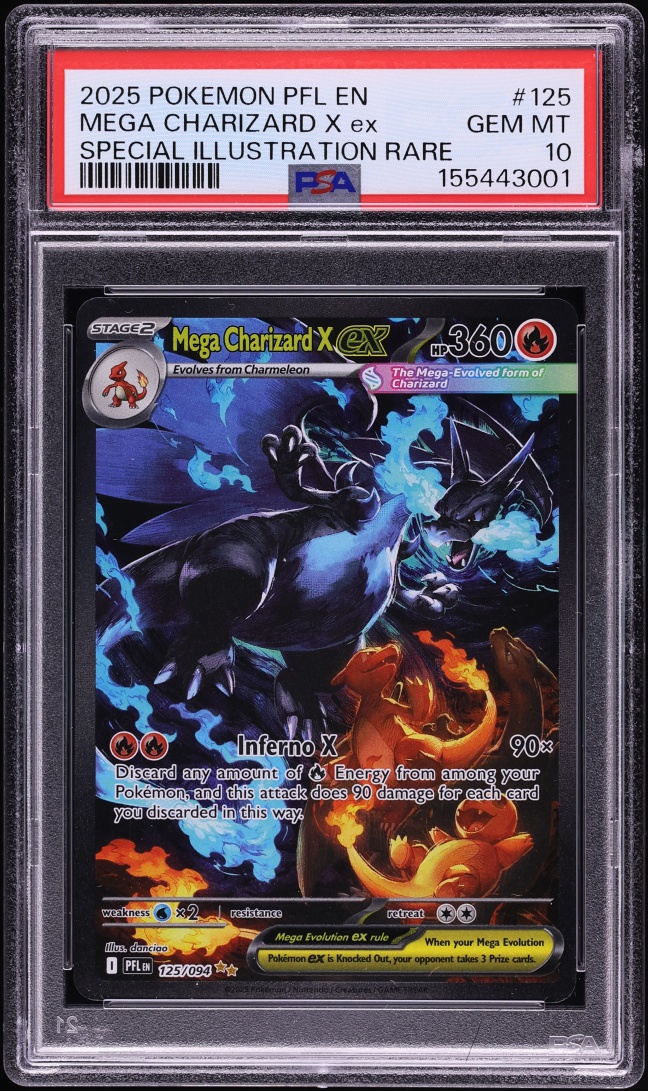 2025 Pokemon Mega Evolution Phantasmal Flames SIR Mega Charizard X ex #125 PSA 10 GEM MINT