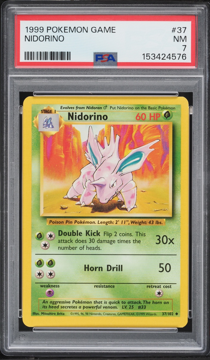 1999 Pokemon Base Set Nidorino #37 PSA 7 NRMT