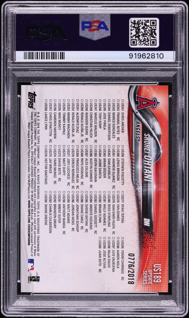 2018 Topps Update Gold Shohei Ohtani ROOKIE /2018 #US189 PSA 10 GEM MINT - Photo 2