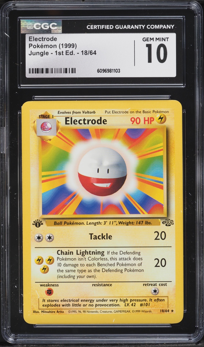 1999 Pokemon Jungle 1st Edition Electrode #18 CGC 10 GEM MINT