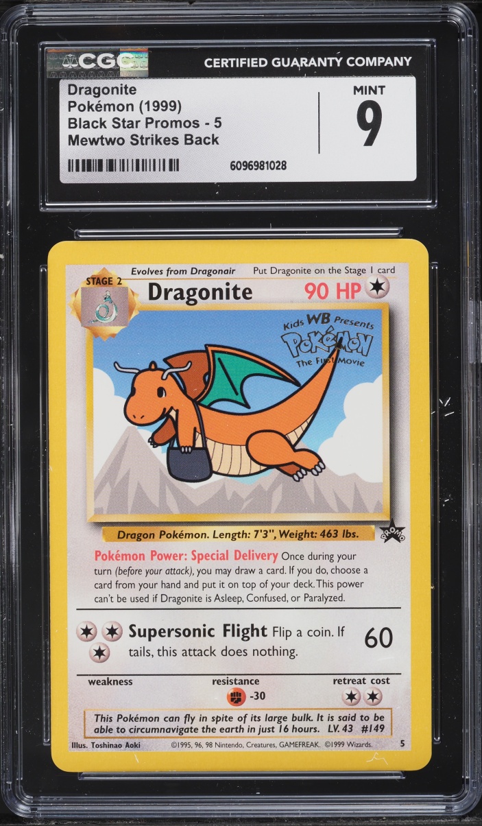 1999 Pokemon Promo Mewtwo Strikes Back Dragonite #5 CGC 9 MINT