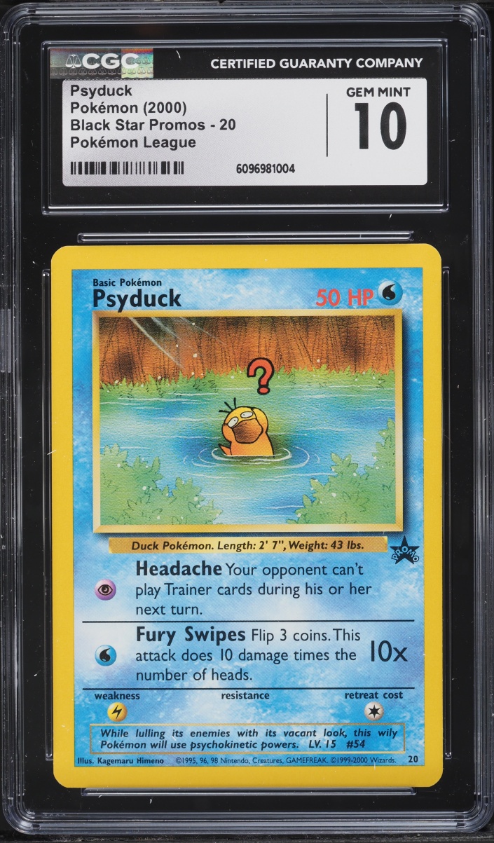 2000 Pokemon League Black Star Promo Psyduck #20 CGC 10 GEM MINT