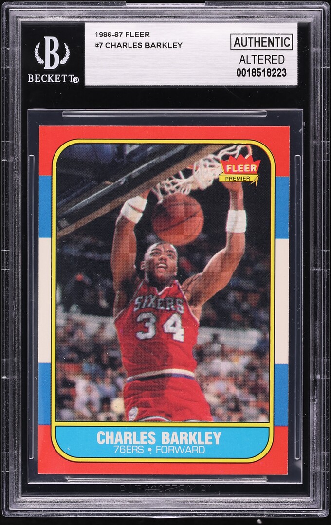 1986 Fleer Basketball Charles Barkley ROOKIE #7 BGS AUTH