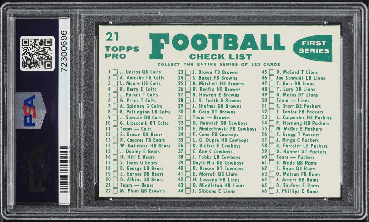 1960 Topps Football Chicago Bears #21 PSA 6 EXMT