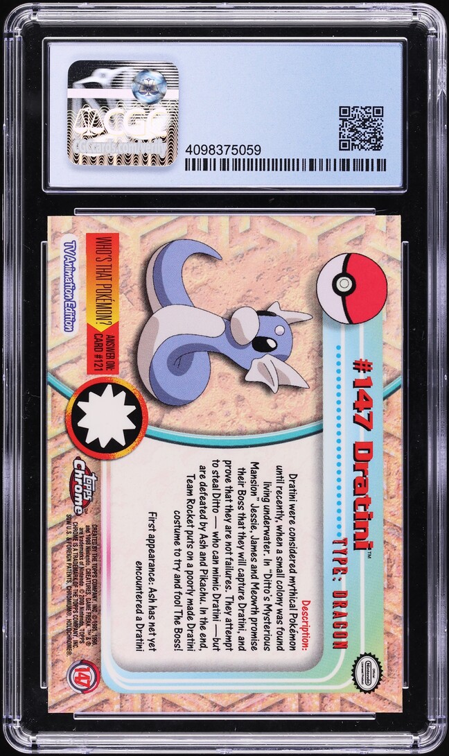 2000 Pokémon Topps Chrome Series 2 Chrome Dratini #147 CGC 10 PERFECT